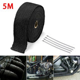 5m*5cm*1.5m Glass Fiber Tape Auto Exhaust Pipe Wrap Insulation 900-1200 Degrees Temperature Cotton Insulation Heat Wrapped Tape - gearextra