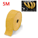 5m*5cm*1.5m Glass Fiber Tape Auto Exhaust Pipe Wrap Insulation 900-1200 Degrees Temperature Cotton Insulation Heat Wrapped Tape - gearextra