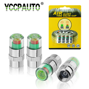 YCCPAUTO 2.0 2.2 2.4 Bar Car Tire Pressure Monitor Valve Stem Cap Auto Sensor Indicator Diagnostic Tools Kit Air Alert 4PCS - gearextra